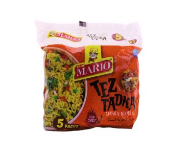Mario Tez Tadka Extra Spicy Masala Noodles (5 x 85Gm) 425Gm Pack Of 8